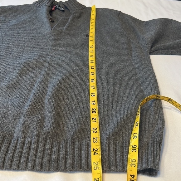 Chaps Mens Medium Grey 1/4 Zip Pullover Knit Sweater - Picture 9 of 9